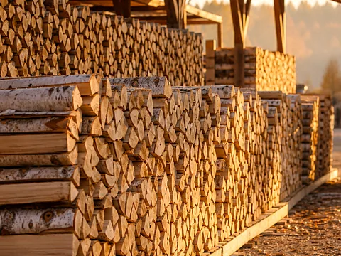 Микс трёх пород: берёза, ольха, осина — крупный план торцов поленьев